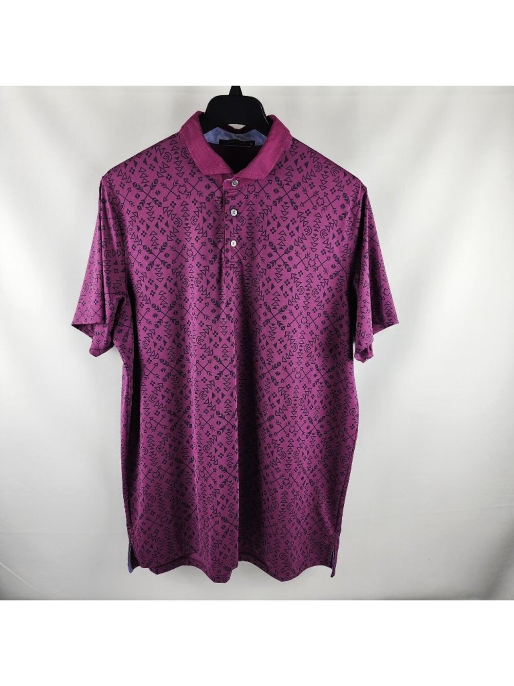 Greyson Shirt Mens XL Black Burgundy Geometric Novelty S/S Golf Polo